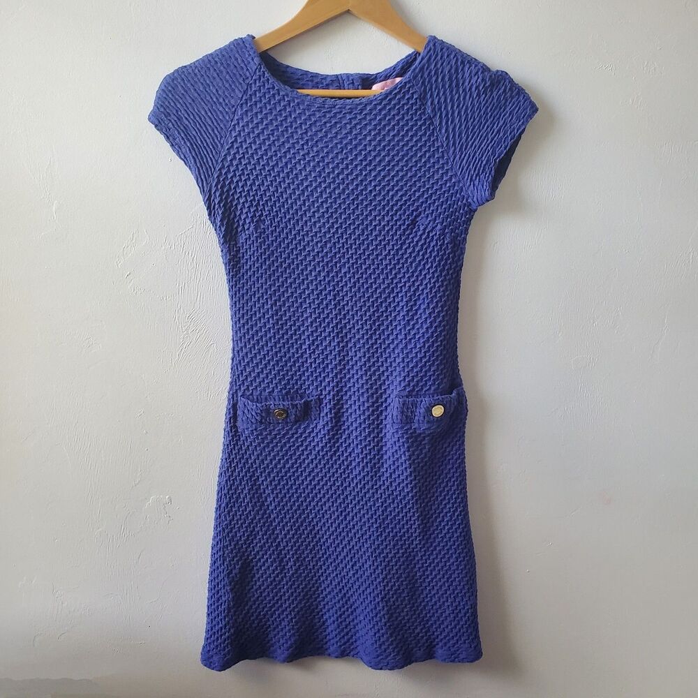 Lilly Pulitzer Blue Coco Cotton Textured Shift Dress size XS
